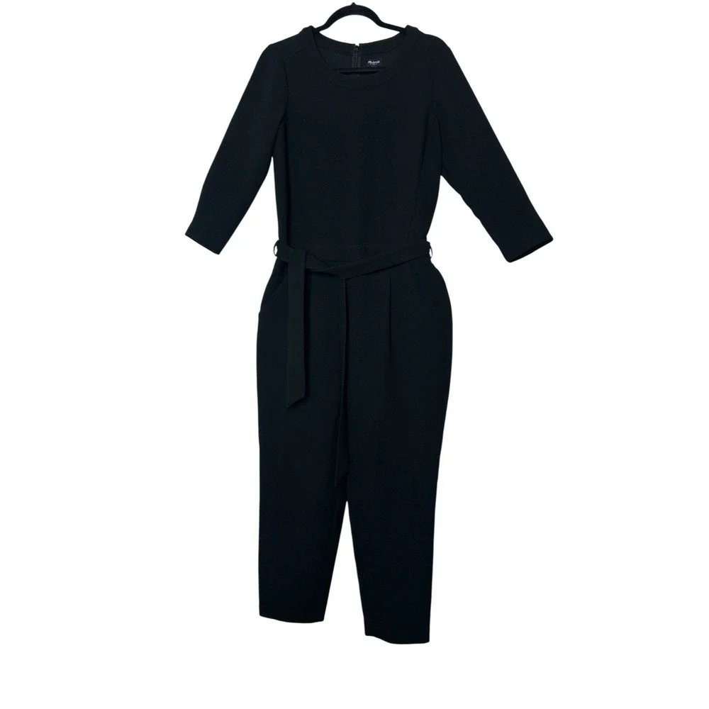 Madewell Jumpsuit Women's Size‎ 2 Black  Long Sleeve Tapered Ankle Pockets